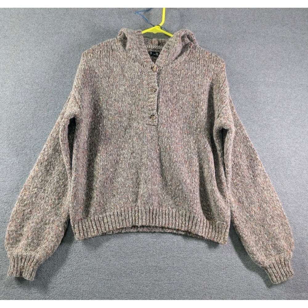 Volcom True To This Wool Blend Hoodie Sweater Womens XS Speckled Pullover Skater
